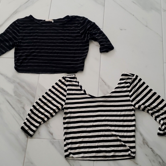 American Rag Tops - 2 stripped  cropped  tops size med